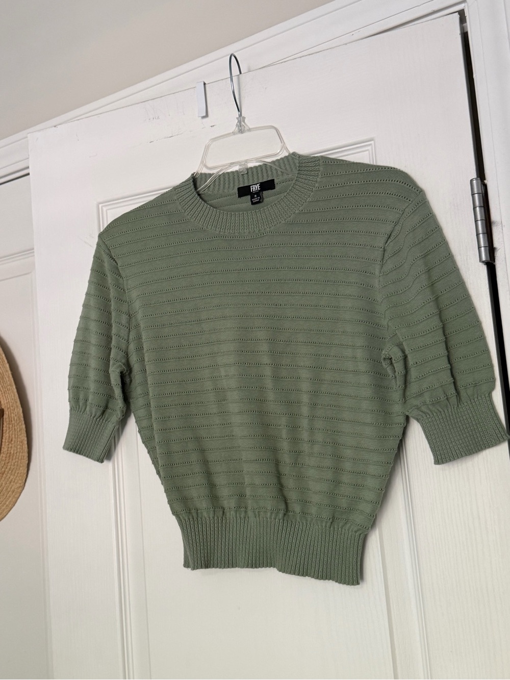 Frye Cotton Green Short Sleeve Sweater Size S